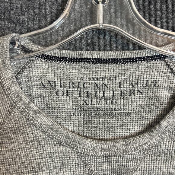 American Eagle Mens Thermal Knit Shirt Size XL Gray Long Sleeve Crew Neck Casual - Picture 4 of 8